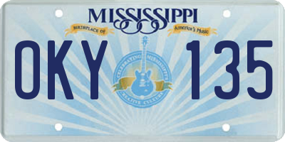 MS license plate OKY135