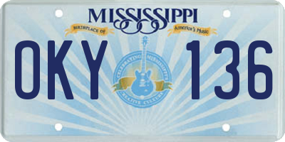 MS license plate OKY136