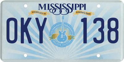 MS license plate OKY138