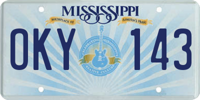 MS license plate OKY143