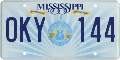 MS license plate OKY144
