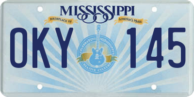 MS license plate OKY145