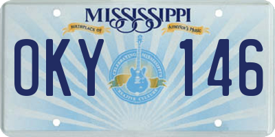 MS license plate OKY146