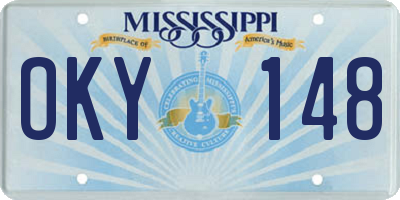 MS license plate OKY148