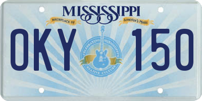 MS license plate OKY150