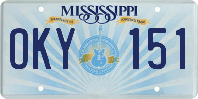 MS license plate OKY151