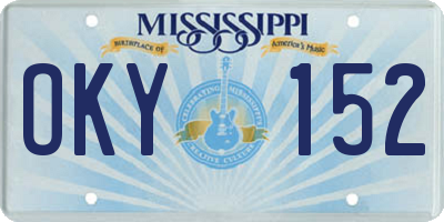 MS license plate OKY152