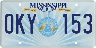 MS license plate OKY153