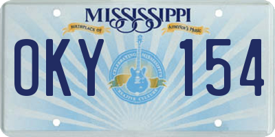 MS license plate OKY154