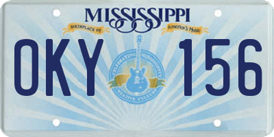 MS license plate OKY156