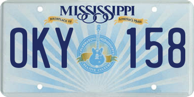 MS license plate OKY158