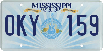 MS license plate OKY159