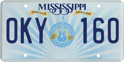 MS license plate OKY160
