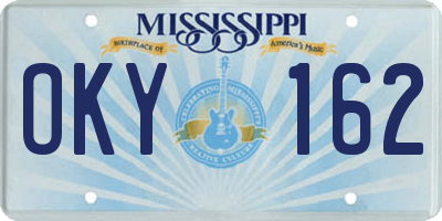 MS license plate OKY162