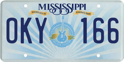 MS license plate OKY166