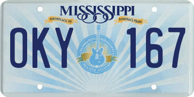 MS license plate OKY167