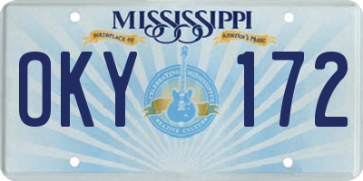 MS license plate OKY172