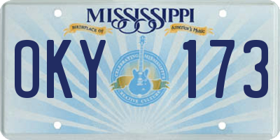 MS license plate OKY173
