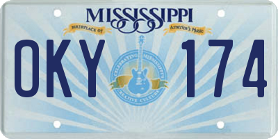 MS license plate OKY174