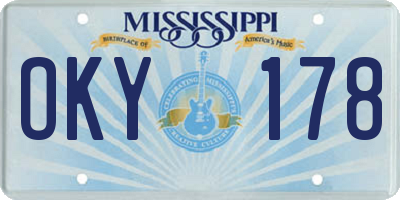 MS license plate OKY178