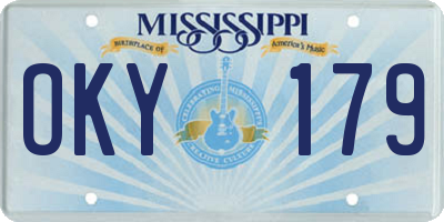 MS license plate OKY179