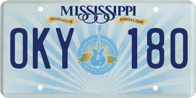 MS license plate OKY180