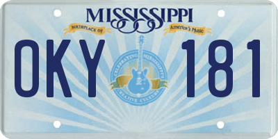 MS license plate OKY181