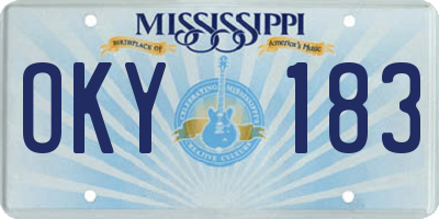 MS license plate OKY183