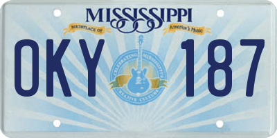 MS license plate OKY187