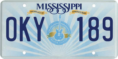 MS license plate OKY189