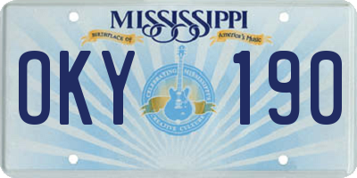 MS license plate OKY190