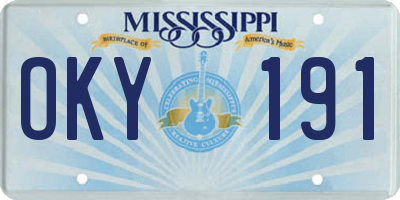 MS license plate OKY191