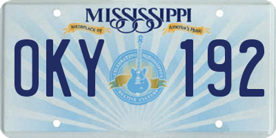 MS license plate OKY192