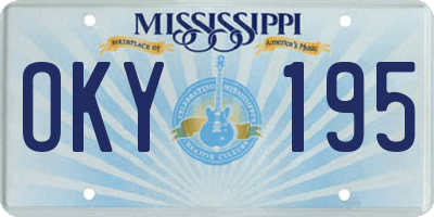 MS license plate OKY195