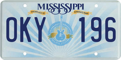 MS license plate OKY196