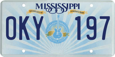 MS license plate OKY197