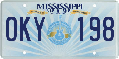 MS license plate OKY198