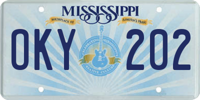 MS license plate OKY202