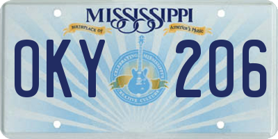 MS license plate OKY206