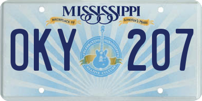 MS license plate OKY207
