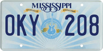 MS license plate OKY208