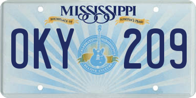 MS license plate OKY209