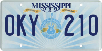 MS license plate OKY210