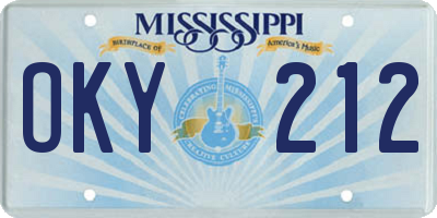 MS license plate OKY212
