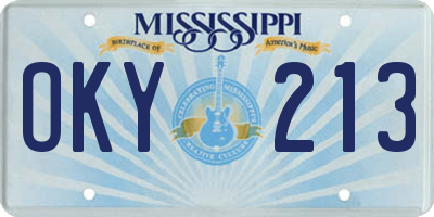 MS license plate OKY213