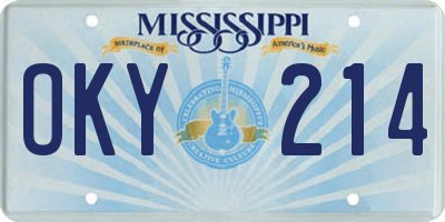 MS license plate OKY214