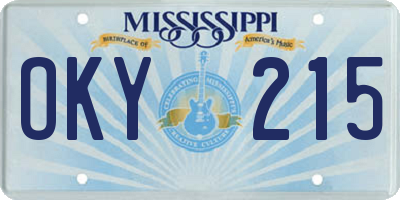 MS license plate OKY215