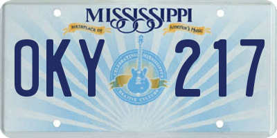 MS license plate OKY217