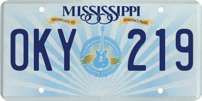 MS license plate OKY219