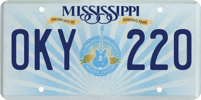 MS license plate OKY220